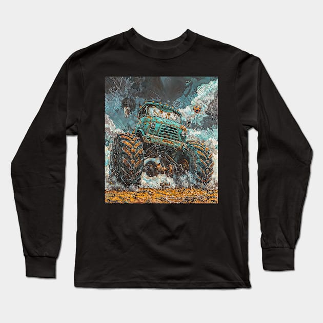 A Monster Truck in Action Long Sleeve T-Shirt by Creative Art Universe